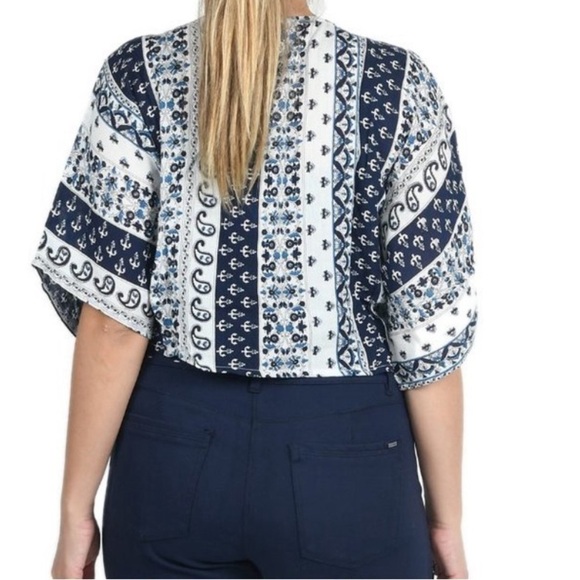 NWT Jovie Paisley Tie Front Blouse - Picture 2 of 8